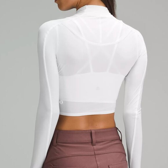 Women's White Long Sleeve Crop Top - Picture 2 of 2